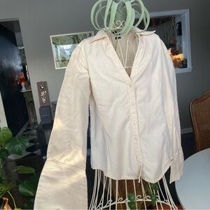 Ann Taylor Light Pale Yellow Blouse 100% Cotton Sz 2